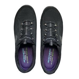 Skechers Flex Air Cooled Memory Foam Shoes Sneakers Womens 9W Wide Black 22604W